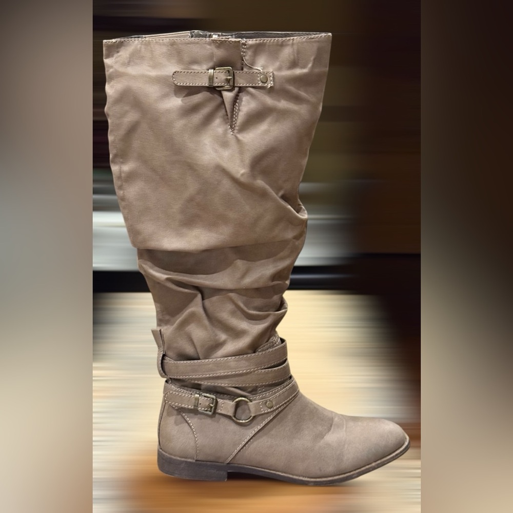 Maurices Taupe Over the Knee Boots w/ buckle accents. NWOT. Size 11